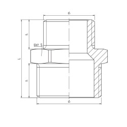 PERFEXIM NYPEL REDUKCYJNY MOSIĘŻNY WZMOCNIONY PHA-307 1" x 1/2"